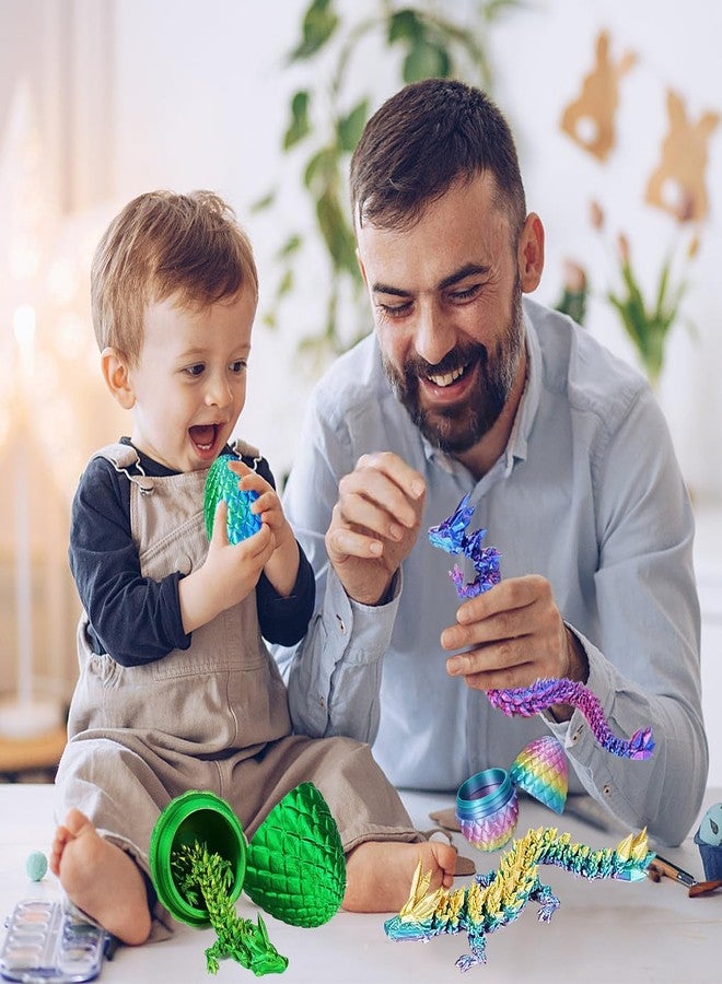 JOD® 4PCS 3D Printed Dragon Eggs with Dragon Inside - Articulated Fidget Toys, Easter Dragon Eggs, Mystery Surprise Easter Eggs for Kids, Unique 3D Printed Animals, Home Decor and Gift Set(B) - Image 4